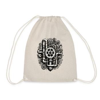 Steampunk design with gears and pipes - Drawstring Bag - nature - Front