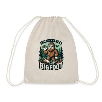 Funny Life is Better with Bigfoot Happy Squatchin' - Drawstring Bag - nature - Front
