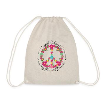 Wildflower Peace Sign T-Shirt - "Du gehörst zu - Turnbeutel - Natur - Vorne