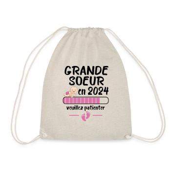 Grande Soeur Annonce Grossesse Future Soeur 2024 - Sac de sport léger - nature - Devant