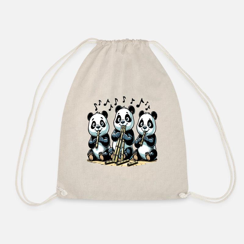 Pandas beim Bambusflöten-Konzert - Turnbeutel - Natur