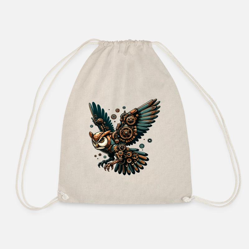 Steampunk Eule: Mechanischer Flug - Turnbeutel - Natur