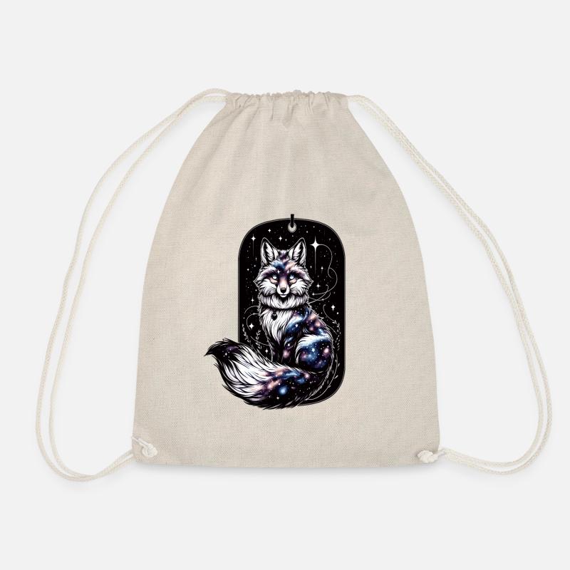 Playful Fox Galaxy Illustration - Drawstring Bag - nature
