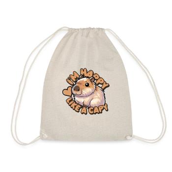 I'm happy like a capy - funny capybara shirt - Drawstring Bag - nature - Front