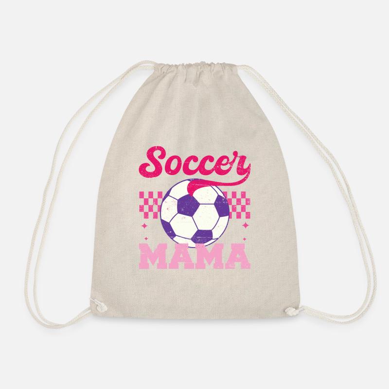 Soccer Mama Distressed Mother's Day Mom - Drawstring Bag - nature