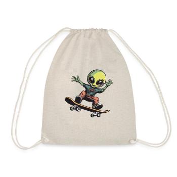 Skater Alien - Drawstring Bag - nature - Front
