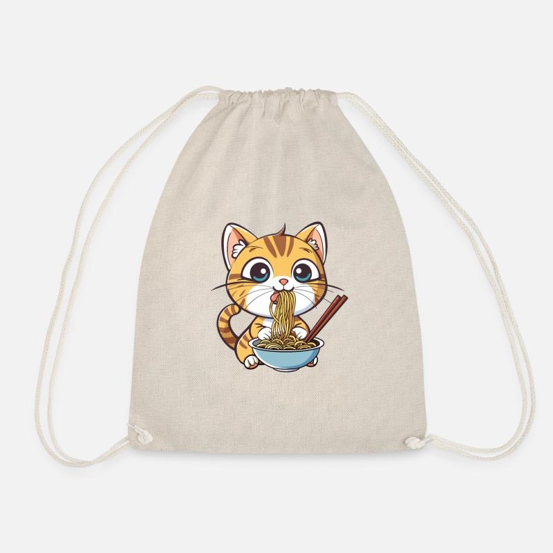 Katze Nudeln Ramen in Kawaii - Turnbeutel - Natur