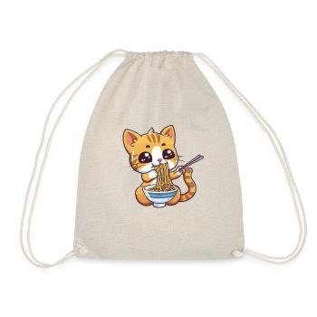 Cat Noodles Ramen in Kawaii - Drawstring Bag - nature - Front