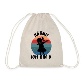 8. Geburtstag - BÄÄM, Mädchen mit DAB Tanz - Turnbeutel - Natur - Vorne