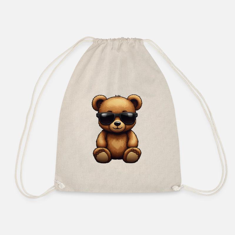 Teddy Braunbär Teddybär mit coole Sonnenbrille - Turnbeutel - Natur