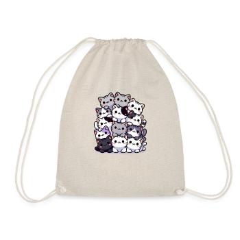 Cute Cats Stacked Together, Love Cats - Drawstring Bag - nature - Front