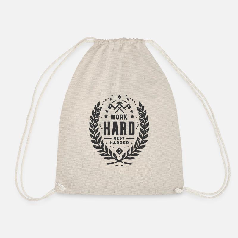 Work Hard Rest Harder - Drawstring Bag - nature