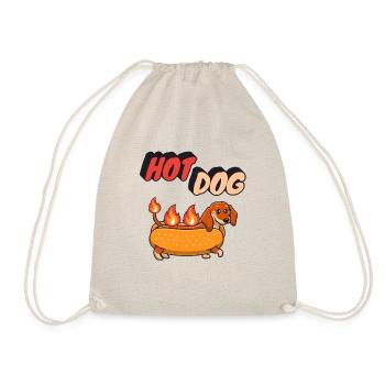 Funny Hot Dog.Funny Food Pun - Drawstring Bag - nature - Front
