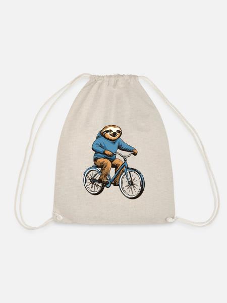 Faultier auf Fahrrad - Turnbeutel - Natur