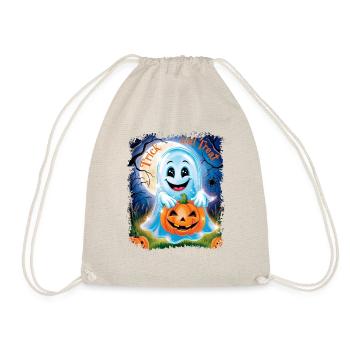 Trick and Treat halloween ghost funny - Drawstring Bag - nature - Front