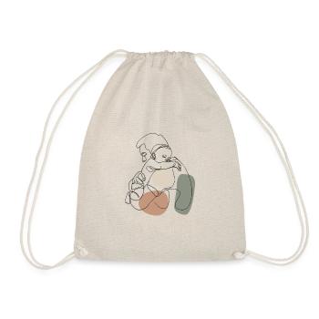 Vater mit Kind Baby - Turnbeutel - Natur - Vorne