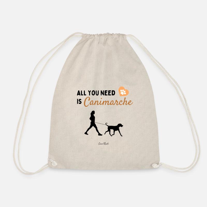 All you need is canimarche walking with dog - Drawstring Bag - nature