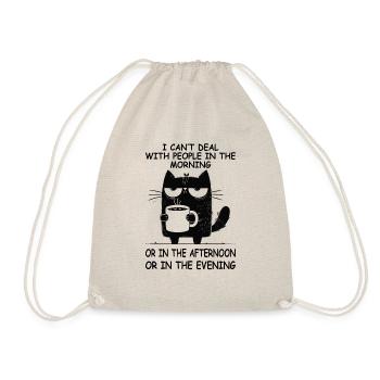 I Can Not Deal With People Funny Cat Coffee - Drawstring Bag - nature - Front