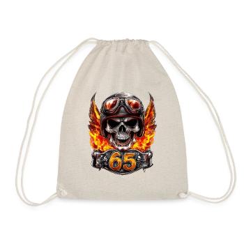 Biker 65 Birthday Motorcycle Motorcyclist - Drawstring Bag - nature - Front
