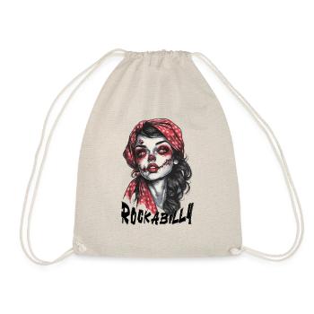 Music Rockabilly Zombie Girl Rock - Drawstring Bag - nature - Front
