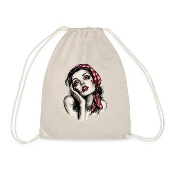 Music Rockabilly 50 Zombie Girl Rockabella - Drawstring Bag - nature - Front