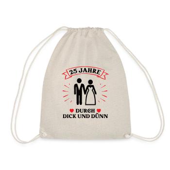 25 Jahre Ehe Verheiratet 25. Hochzeitstag - Turnbeutel - Natur - Vorne