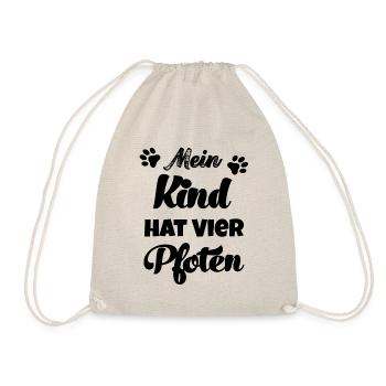 Mein Kind hat vier Pfoten Hunde Hund Katzen Katze - Turnbeutel - Natur - Vorne