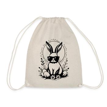 Pâques - Lapin cool avec des lunettes de soleil et des œufs - Sac de sport léger - nature - Devant