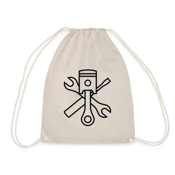 Pistons and tools 1c (+ your text) - Drawstring Bag - nature - Front
