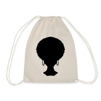 Afro Look Frisur - Turnbeutel - Natur - Vorne