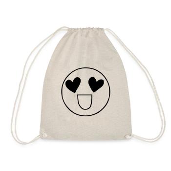 Emoji sketch heart eyes black - Drawstring Bag - nature - Front