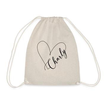 Charly Name Heart Line - Drawstring Bag - nature - Front