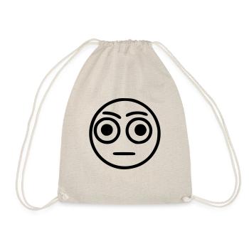 Emoji sketch big eyes black - Drawstring Bag - nature - Front