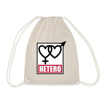 04 HETERO Herzen Liebe Love Heterosexuell - Turnbeutel - Natur - Vorne