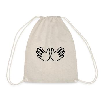 Emoji Hand offen Skizze schwarz - Turnbeutel - Natur - Vorne