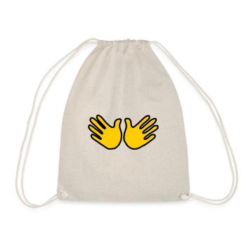 Emoji Hand offen Skizze Farbe - Turnbeutel - Natur - Vorne