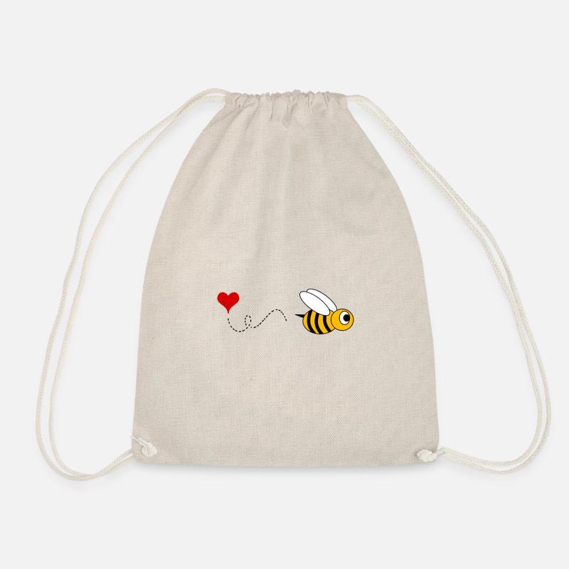 Bee My Valentine Funny Valentines Day Sweet - Drawstring Bag - nature
