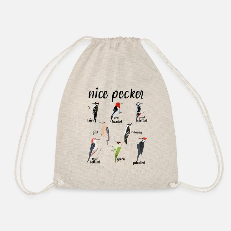 "Nice Pecker" Funny Woodpecker bird watching - Drawstring Bag - nature