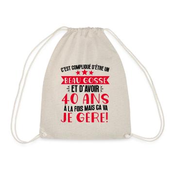 Beau gosse de 40 ans je gère cadeau anniversaire - Sac de sport léger - nature - Devant
