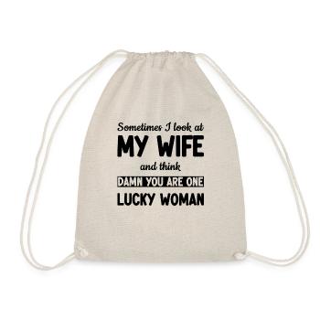 Ma femme est une femme chanceuse - Drôle - Sac de sport léger - nature - Devant