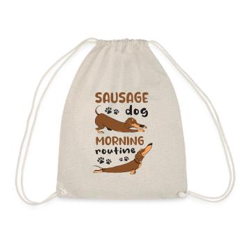 Sausage Dog morning routine funny gift - Drawstring Bag - nature - Front