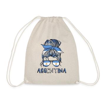 Argentinien Argentinische Mädchen Fußball Geschenk Flagge - Turnbeutel - Natur - Vorne
