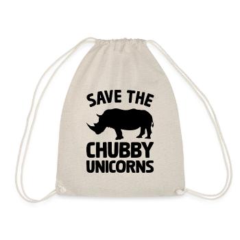 Einhorn Nashorn Save the chubby unicorns schwarz - Turnbeutel - Natur - Vorne