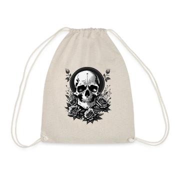 Skull in Bloom: Gothic Rose - Drawstring Bag - nature - Front