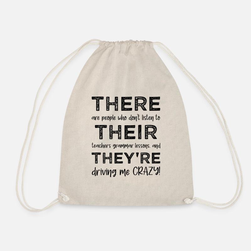 There Their They're - Grammar Funny - Drawstring Bag - nature
