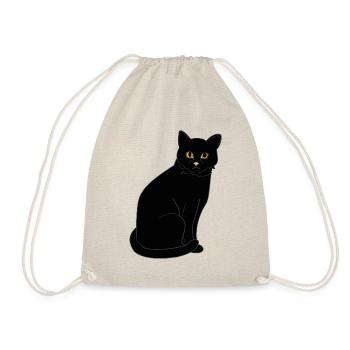 Schwarze Katze - Turnbeutel - Natur - Vorne