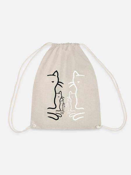 Retro Katzen Katze Vintage 80er 90er - Turnbeutel - Natur