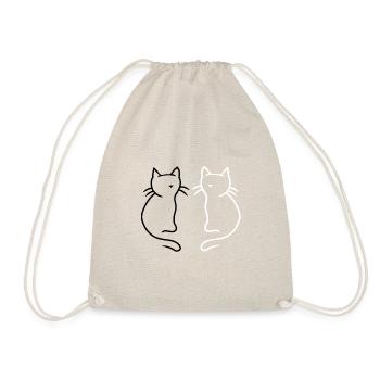 80s 90s Retro Cats Kitten Cat Kids - Drawstring Bag - nature - Front