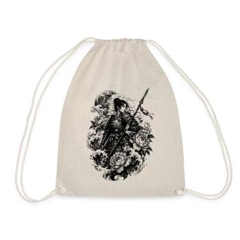 Japanese Samurai Warrior in Irezumi Style - Drawstring Bag - nature - Front