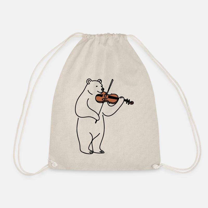 Bär mit brauner Violine - Bärengeiger der Harmonie - Turnbeutel - Natur